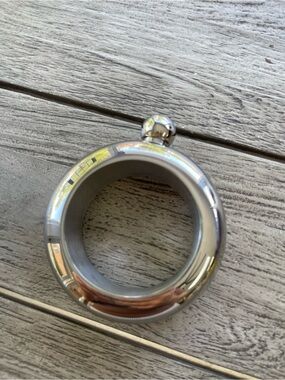 Round Silver Flask Bracelet with Screw Cap